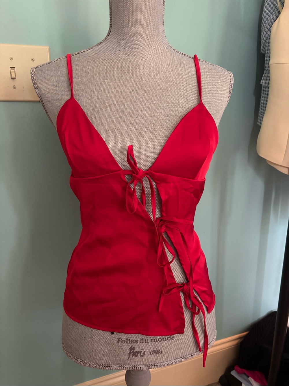 Red satin going out top